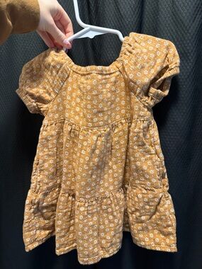 Cat & Jack Mustard Floral Tiered Skirt Dress